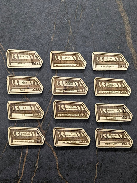 12 Days of Christmas Movie Edition - Wooden Token Set