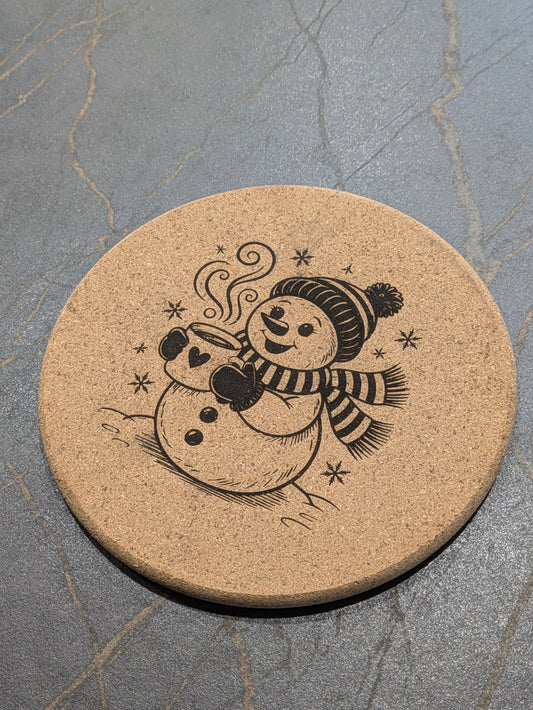 Snowman with a Cup of Cocoa Trivet