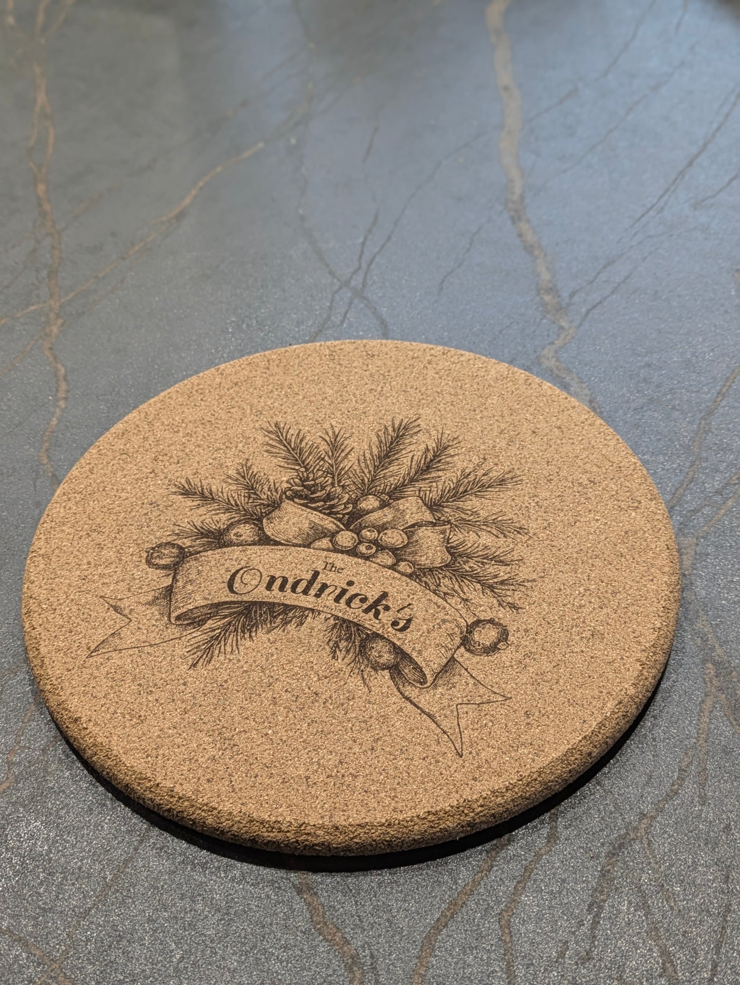 Personalized Festive Cork Trivet