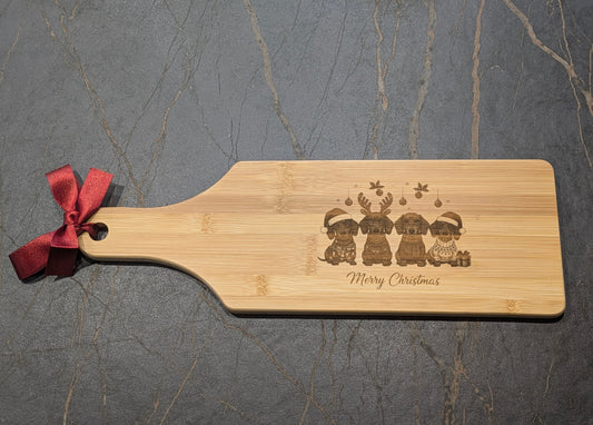 Merry Christmas Dachshund Bamboo Serving Tray