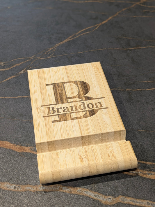 Personalized Bamboo Phone Holder